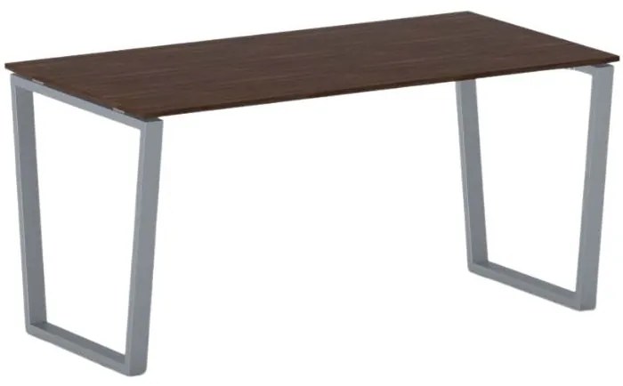 Biurko PRIMO IMPRESS, 160x80 cm, szaro-srebrna podstawa, orzech