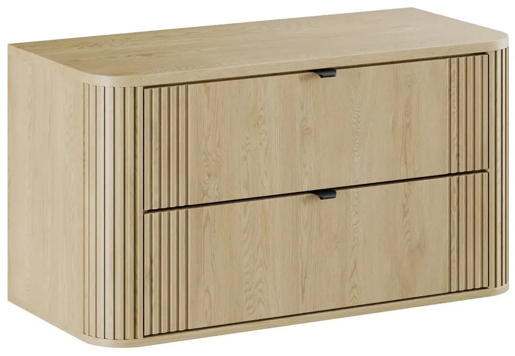 Szafka pod umywalkę nablatową OVALIA CREMONA 2S 100cm dąb cremona z blatem COMAD
