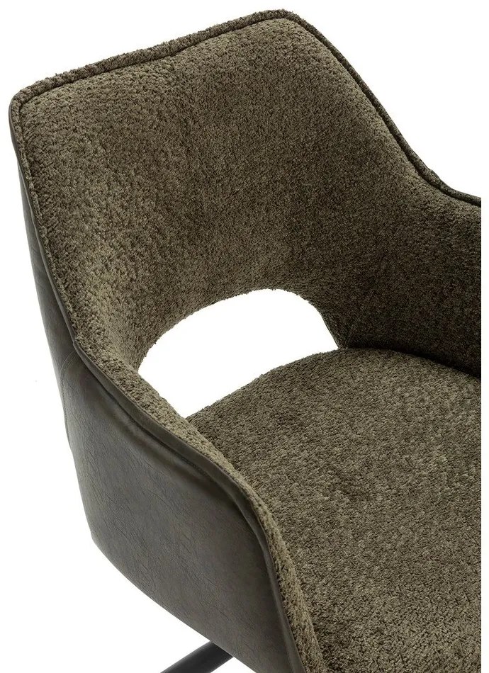 Zielone tapicerowane fotele jadalniane zestaw z podłokietnikami 2 szt. Mariel – Marckeric