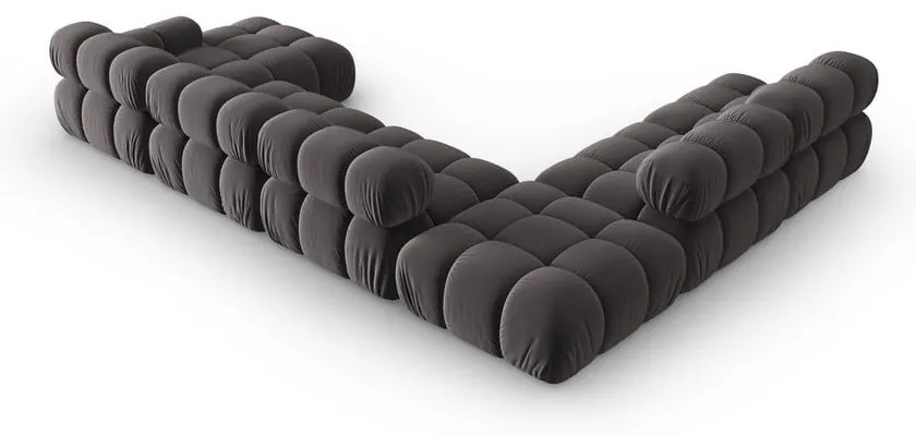 Ciemnoszara aksamitna sofa 379 cm Bellis – Micadoni Home