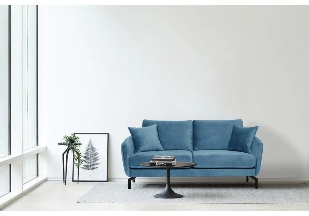 Niebieska sofa z aksamitnym obiciem Scandic Magic, szer. 190 cm