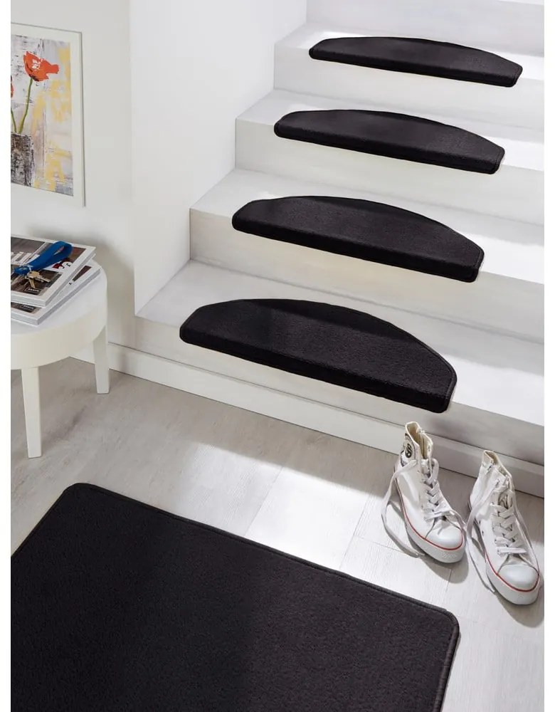 Czarne samoprzylepne dywaniki na schody zestaw 15 szt. 23x65 cm Fancy – Hanse Home