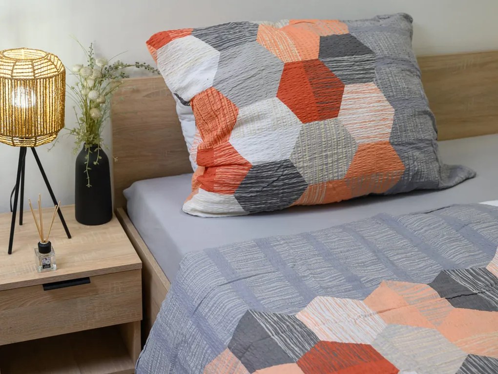 PrzytulneMieszkanie.pl PrzytulneMieszkanie.pl Pościel z kory z bawełny Renforcé HONEY COMB szara Rozmiar pościeli: 70 x 90 cm | 140 x 200 cm