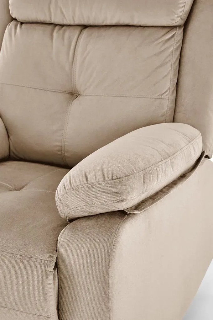 Beżowy rozkładany fotel z gniazdem usb - Anvi