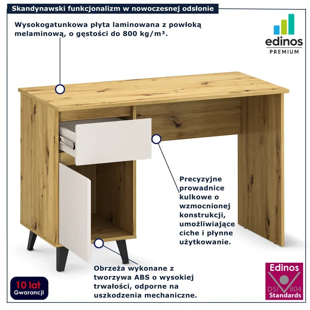 Biurko w stylu skandynawskim dąb artisan + kaszmir P5-D34