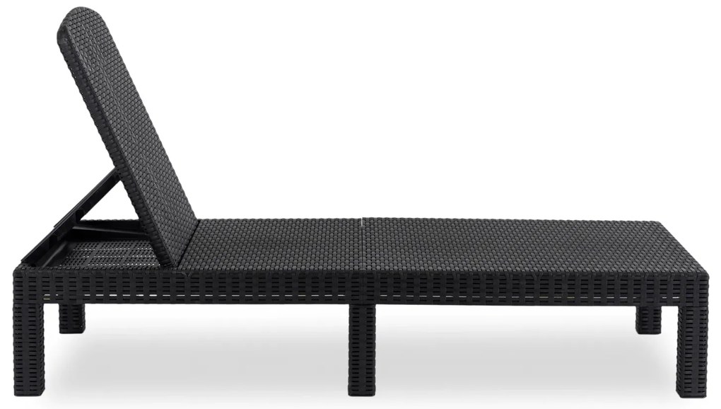 Fotel Ogrodowy Leżak LUIZJANA Technorattan Czarny/Szary