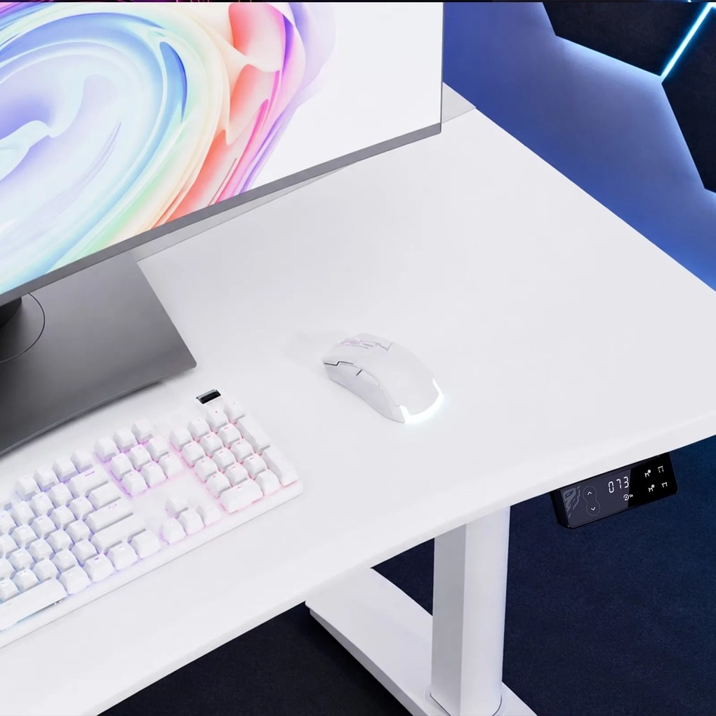 Biurko gamingowe elektryczne RGB Diablo X-Forge, 120x70 cm, białe