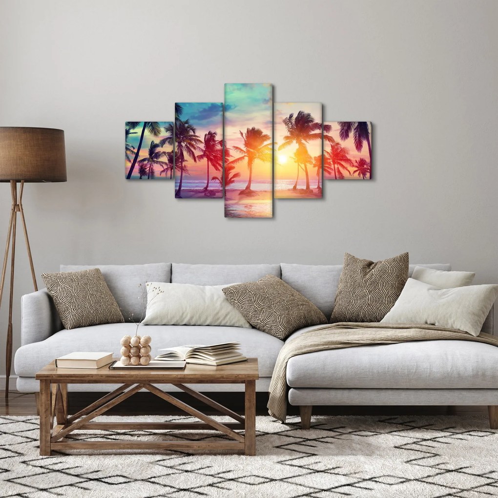Obraz - Tropikalny zachód słońca (125x70 cm)