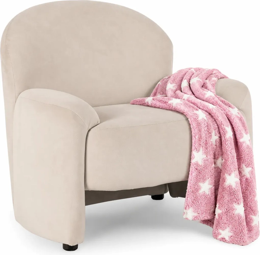 Kremowy nowoczesny fotel futrzak boucle F8-D03