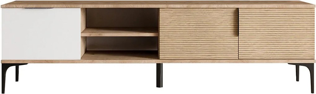 Stojak pod TV – 180 x 49 x 33 cm – Biały i Dąb – Płyta wiórowa