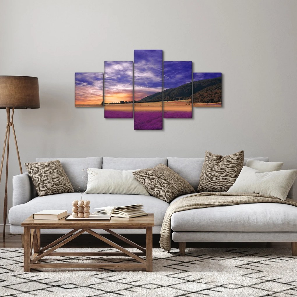 Obraz lawendowej łąki (125x70 cm)