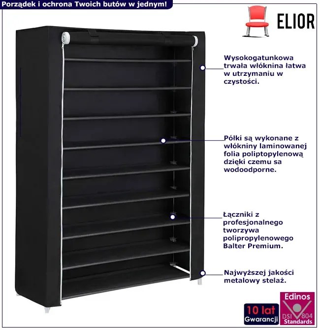 Czarna szafa tekstylna na buty P9-P14