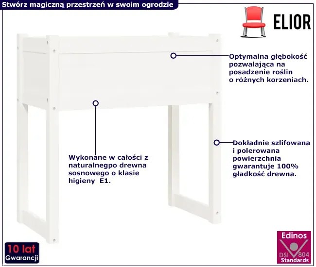 Biała prostokątna donica ogrodowa - Asto