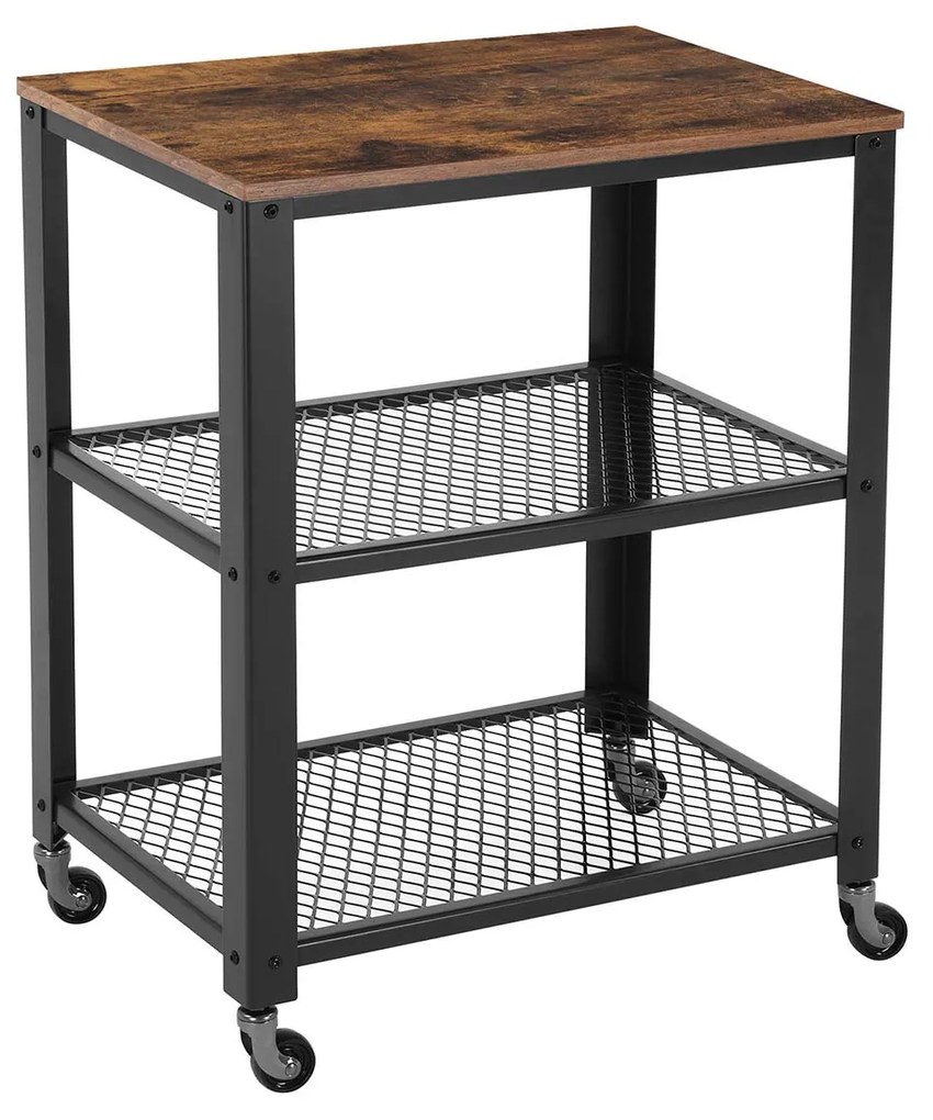 Stolik pomocniczy na kółkach TAYLOR 60x40 cm, rustykalny brązowy