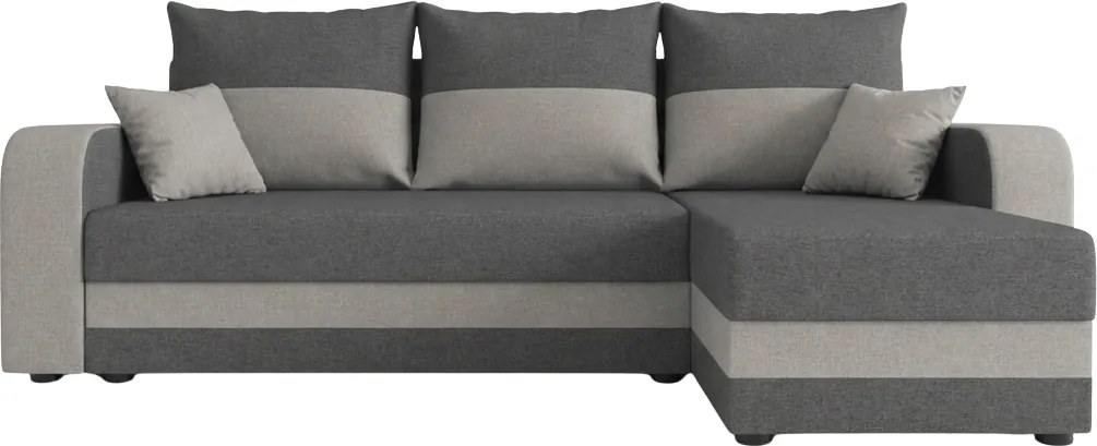 Rozkładana narożna sofa VALERIO 238x140 cm, ciemnoszara/jasnoszara, uniwersalna + 2 poduszki GRATIS