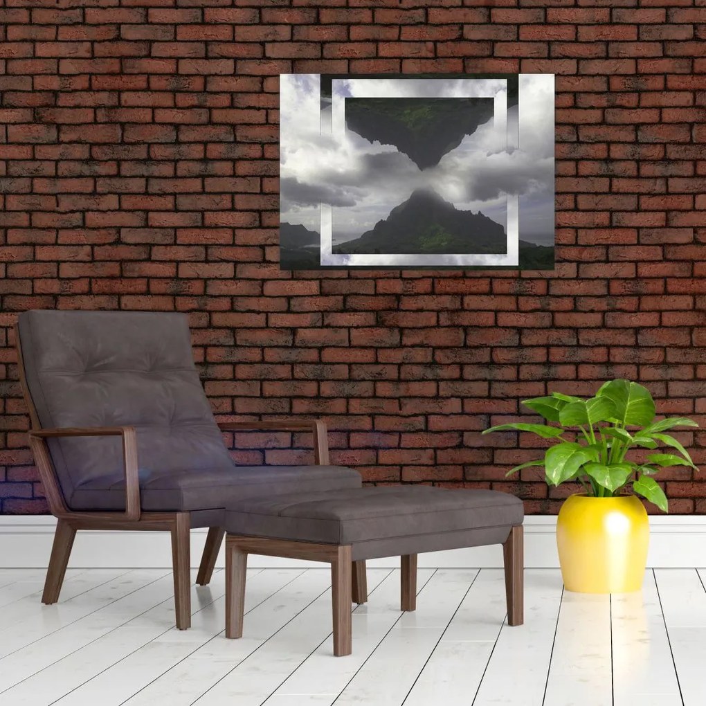 Obraz na szkle - Góry na Islandii, geometryczny kolaż (70x50 cm)