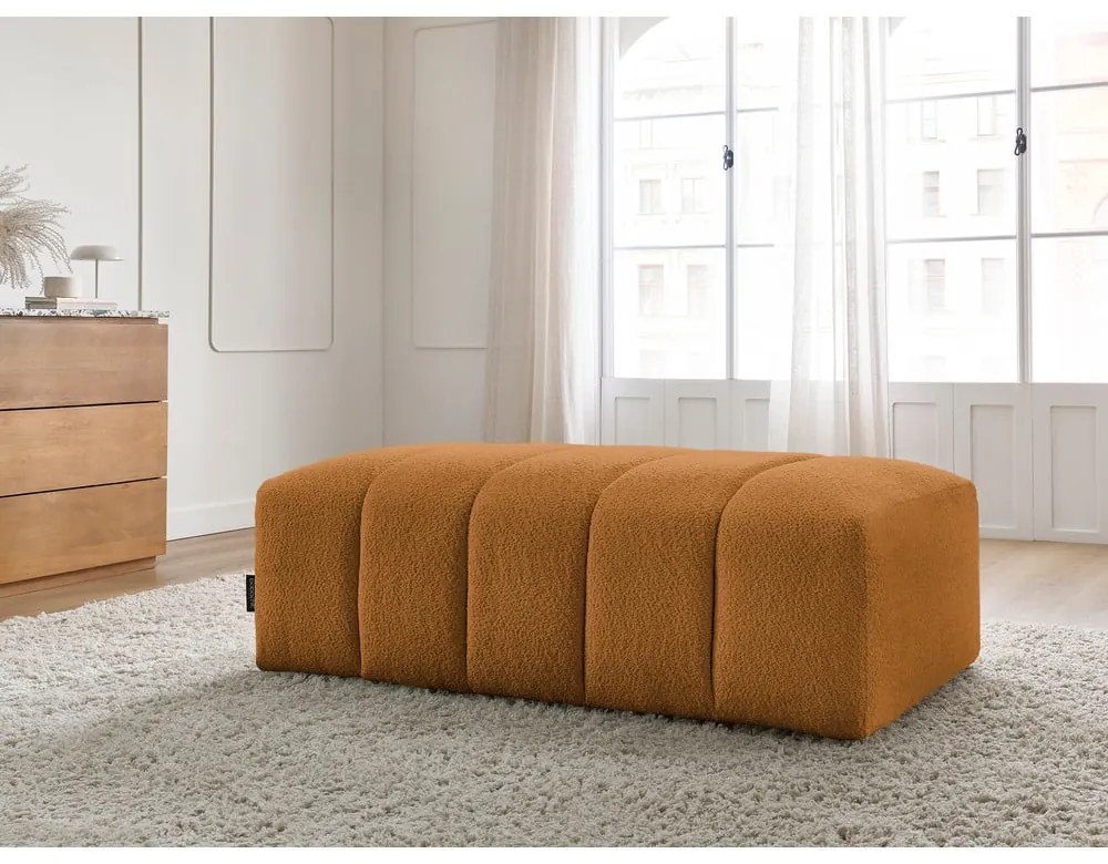 Musztardowy podnóżek z materiału bouclé Annecy – Bobochic Paris