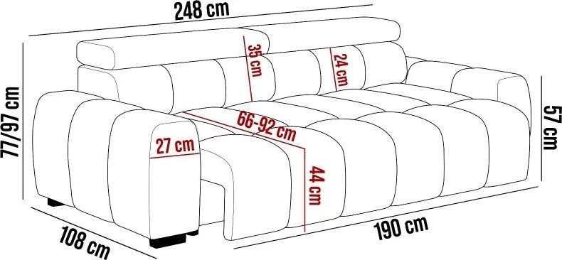 Sofa Kanapa BULL wolnostojąca w tkaninie EDEN 02 WERSAL