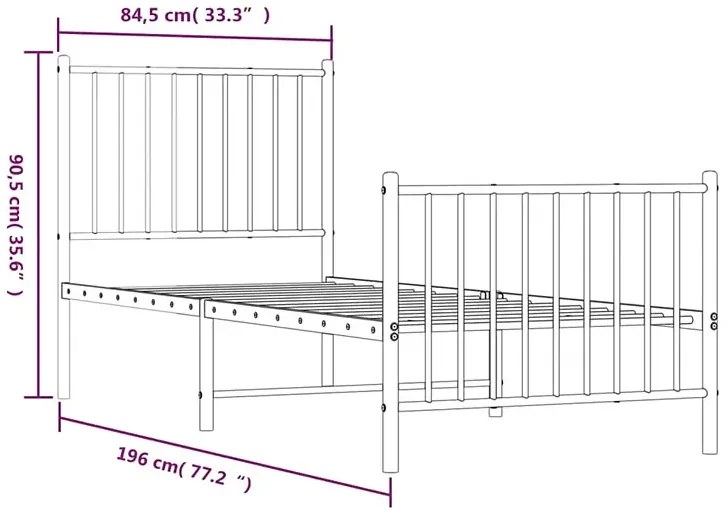 Białe pojedyncze łóżko metalowe 80x200 cm - Fiver