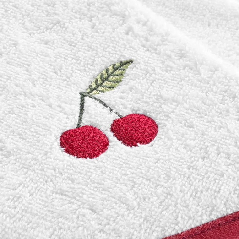 Czerwono-biały bawełniany ręcznik frotte 60 cm Cerisette – douceur d'intérieur