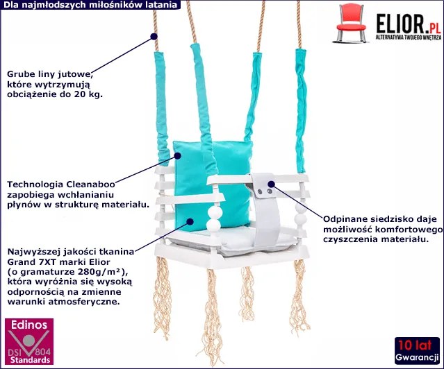 Turkusowa huśtawka dziecięca 3w1 B0-W04