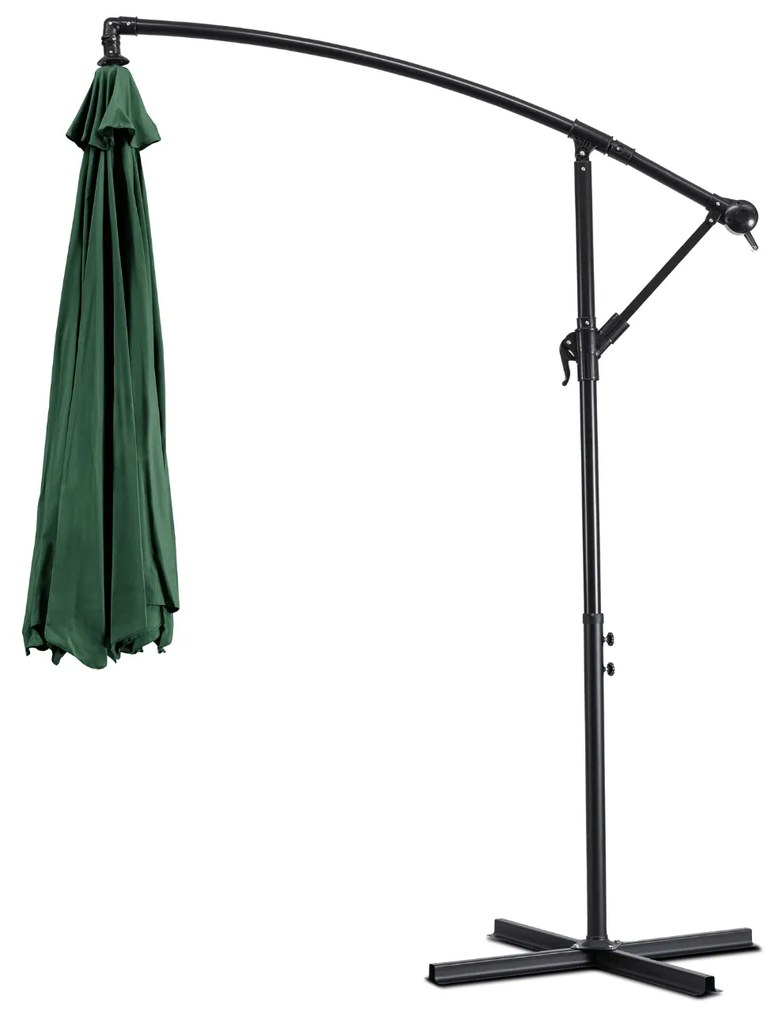 Parasol Ogrodowy Składany AKRON 300 cm Zielony Regulowany Na Taras