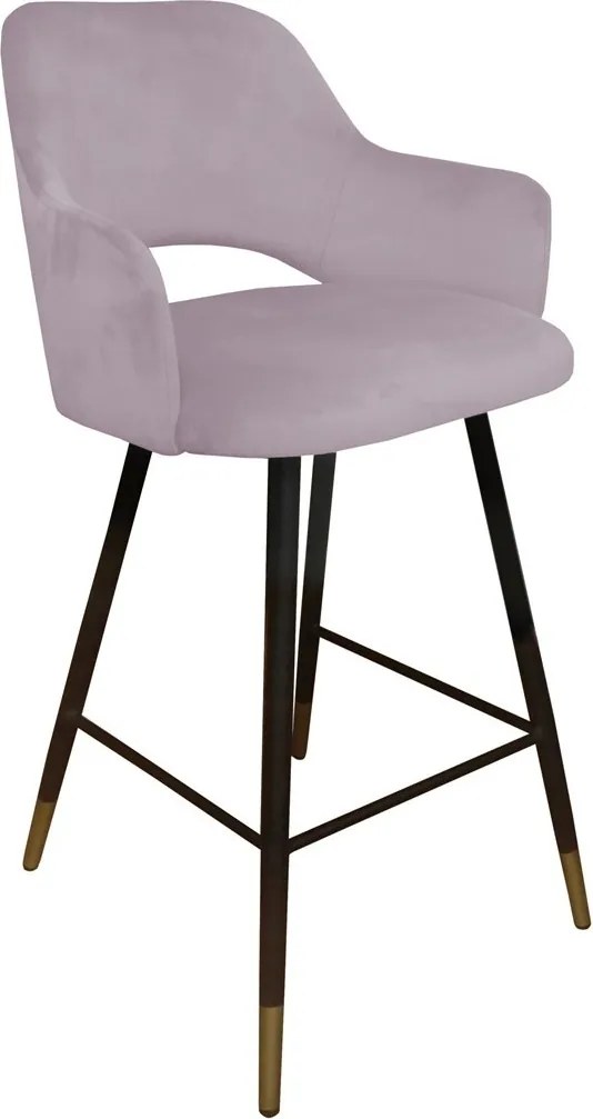 Hoker Milano krzesło barowe tkanina Welur podstawa metalowa : Kolor nogi - Czano-złota stożek, Kolor tkaniny - VELVET - MG55, Typ siedziska - Siedzisko stałe