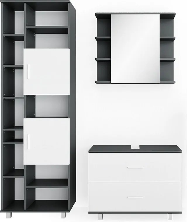 Zestaw mebli łazienkowych biały/antracyt 80.2x33x60.8 ilias
