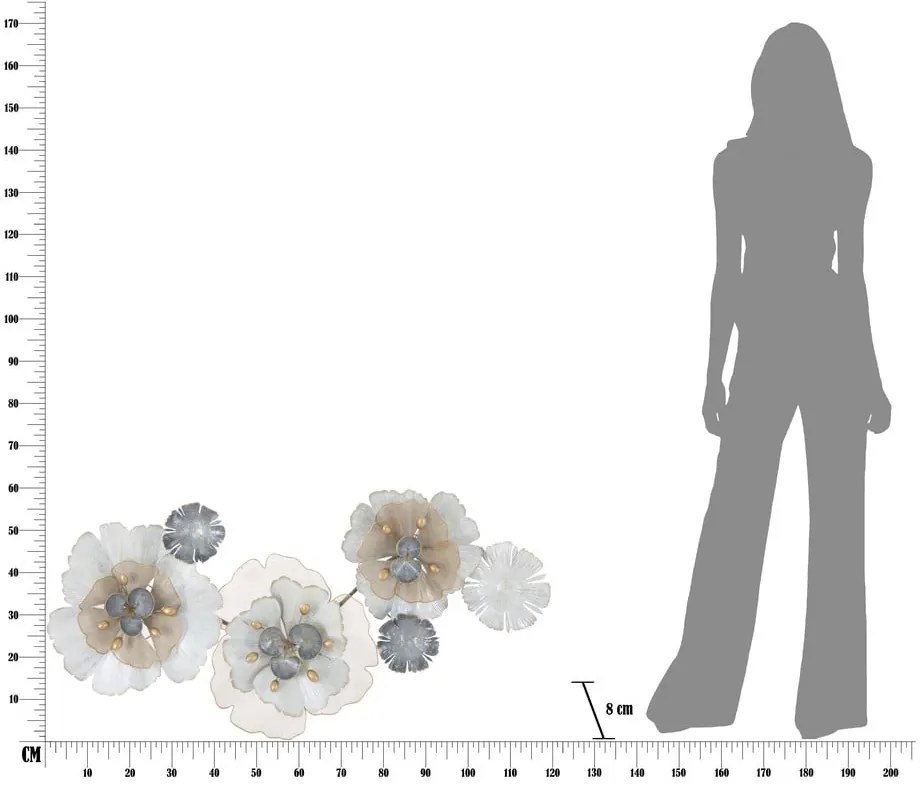 Metalowa dekoracja ścienna Mauro Ferretti Flowery, 119x60 cm