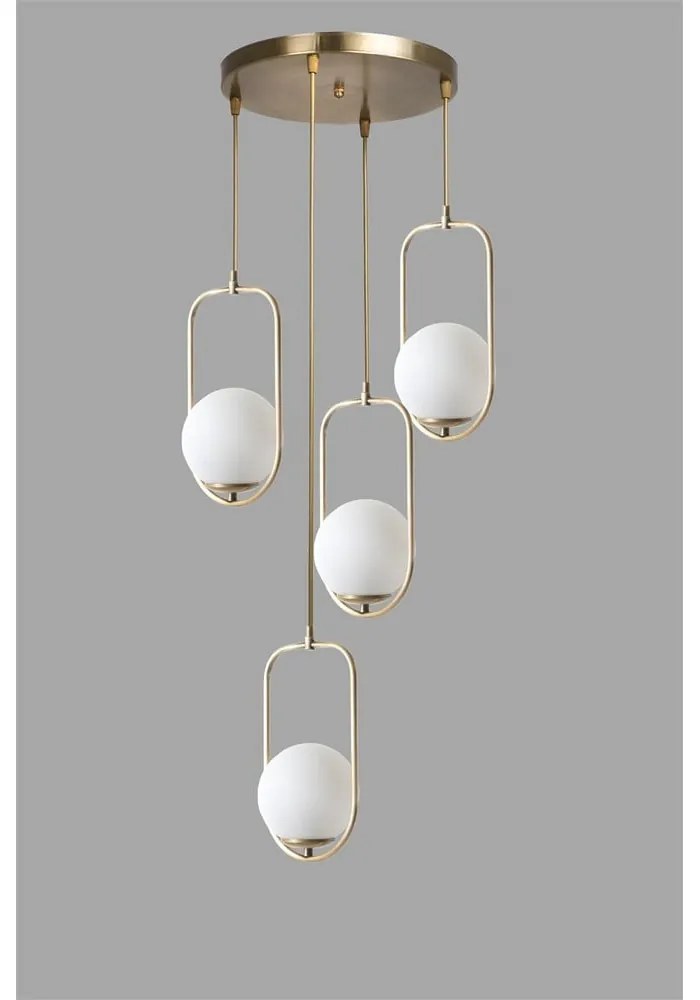 Lampa wisząca w biało-złotym kolorze ze szklanym kloszem ø 30 cm Ahu – Opviq lights
