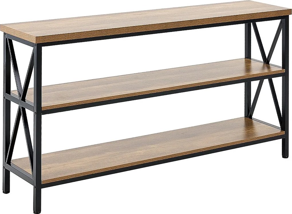 Stoł Konsolowy SucceBuy 140 cm, 1 Poziom, Brązowo-Czarny, dla Wnętrza i Salonu