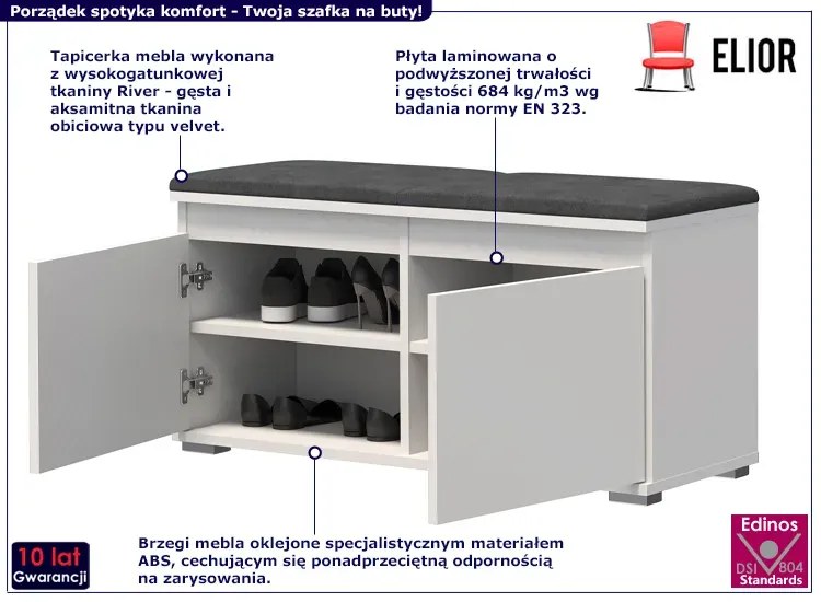 Szafka na buty do przedpokoju biały + szary Tvegi 16X