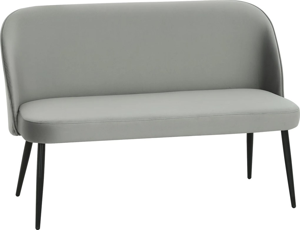 HOMCOM 2-osobowa sofa, nowoczesna tapicerowana kanapa z metalowo-drewnianą ramą, tapicerka o welurowym wyglądzie, Grau