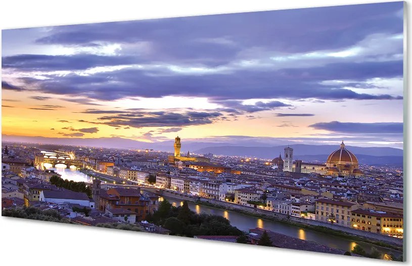 Panel Szklany Zachód Słońca nad Rzeką we Włoszech