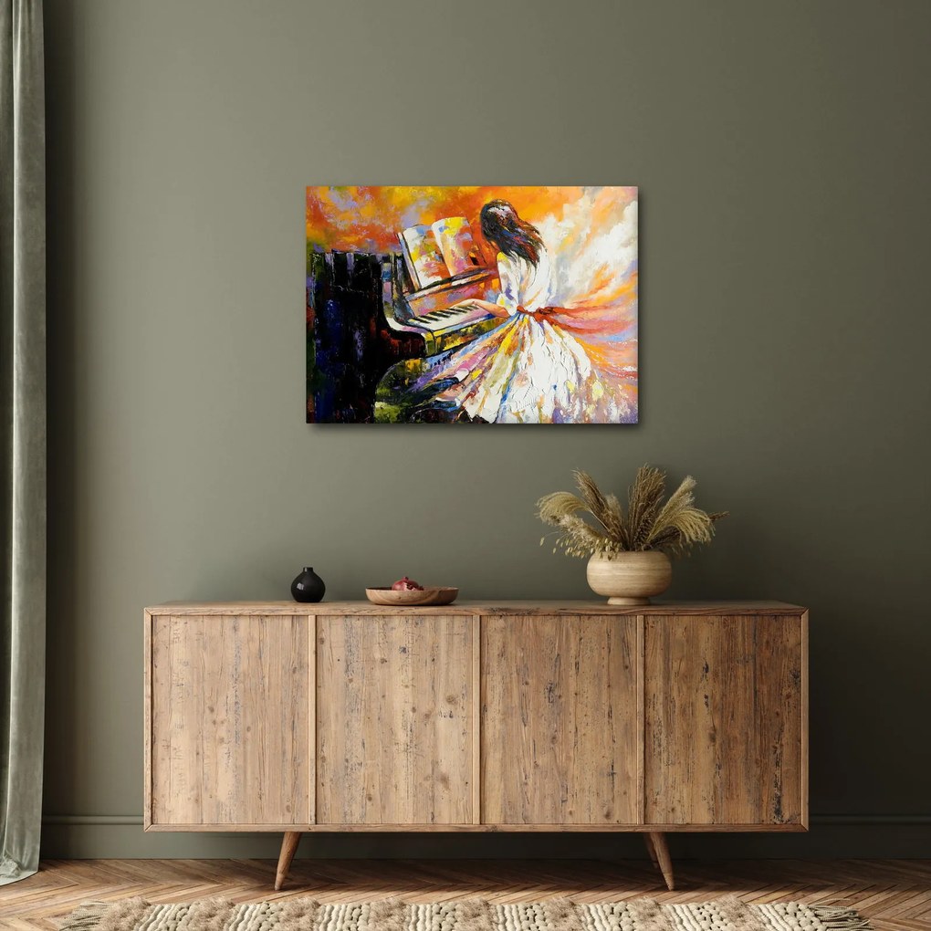 Obraz - Kobieta grająca na pianinie (70x50 cm)
