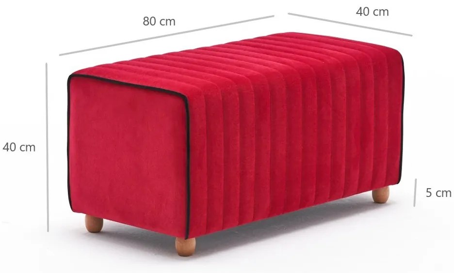 Stołek Mabel Pouf Czerwony