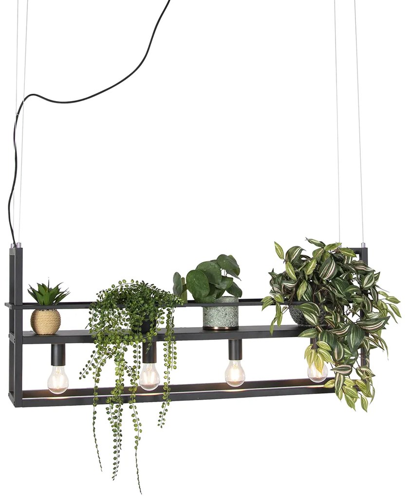 Industrialna lampa wisząca czarna z 4-punktowym stojakiem - Cage Rack