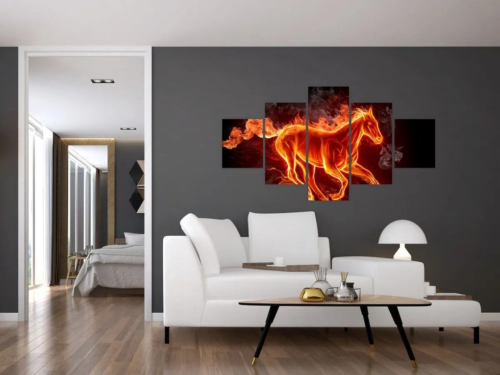 Obraz - Koń w ogniu (125x70 cm)
