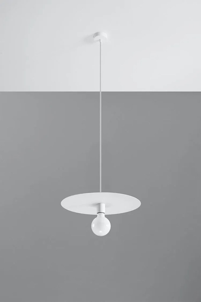 Biała industrialna lampa wisząca rondo M5-K88