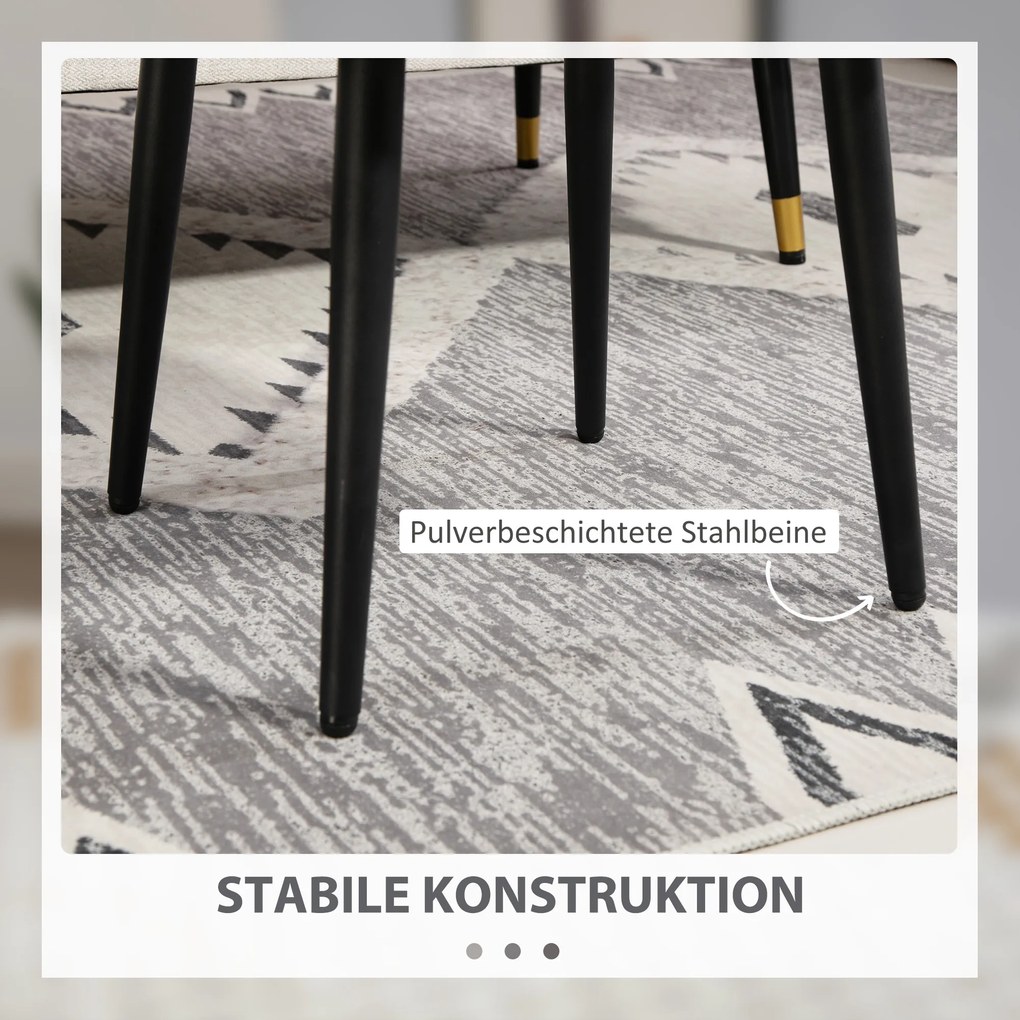 HOMCOM Stołek, Podnóżek, Siedzisko z Wypełnieniem, Wygląd Kaszmiru, Nogi Stalowe, 42 x 42 x 47 cm, Jasnoszary