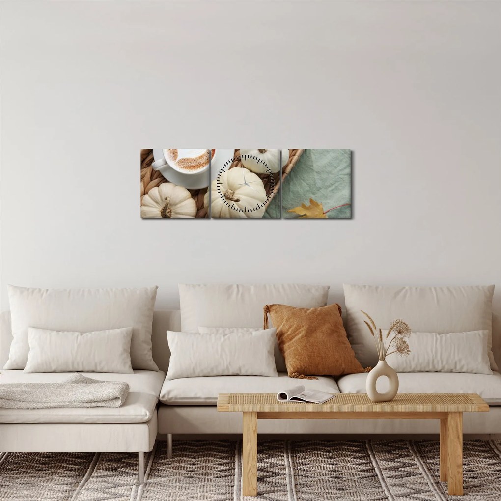 Obraz - Jesienny relaks (z zegarem) (90x30 cm)