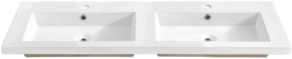 Podwójna biała umywalka ceramiczna 120 cm - Foxton