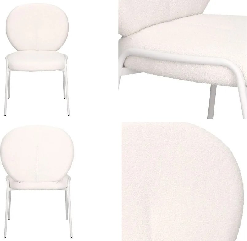 Krzesło do jadalni bez podłokietników Bianco, tkanina boucle