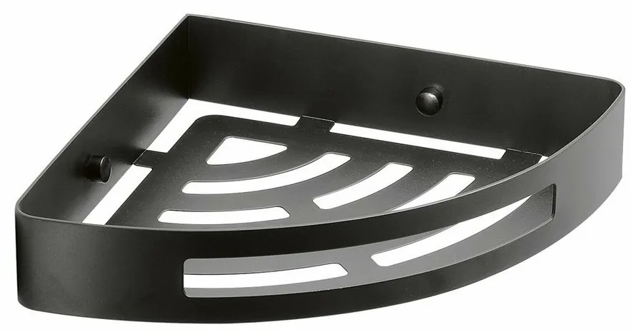 GEDY 247914 Inteligentna półka narożna doprysznica, 21 x 4,5 x 21 cm, czarna matowa