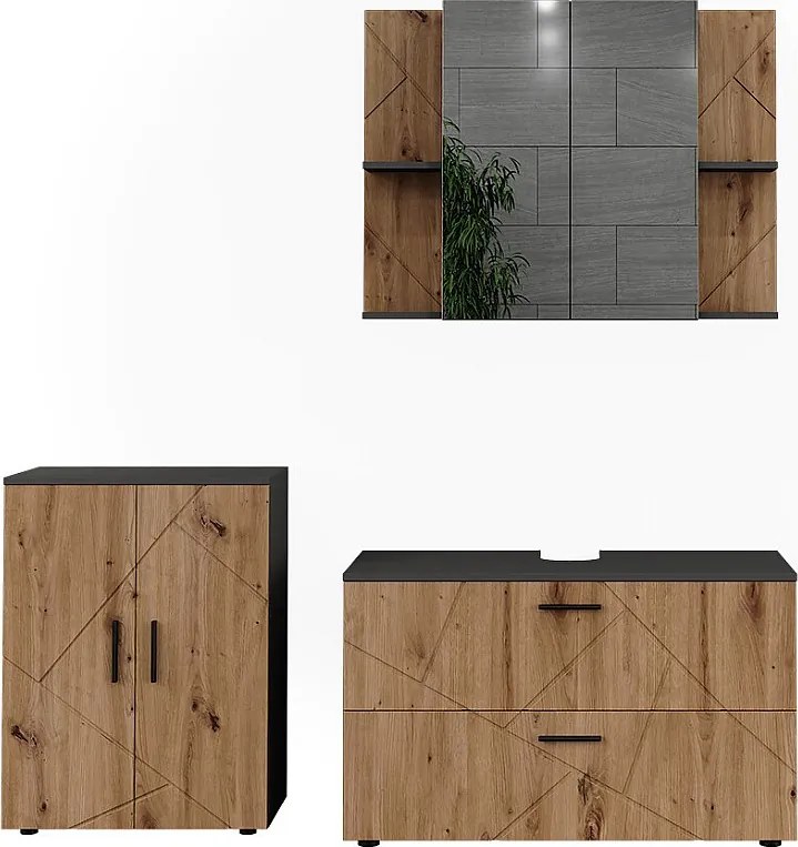 Zestaw mebli łazienkowych antracyt/artisan 100.1x41x60.6 irma