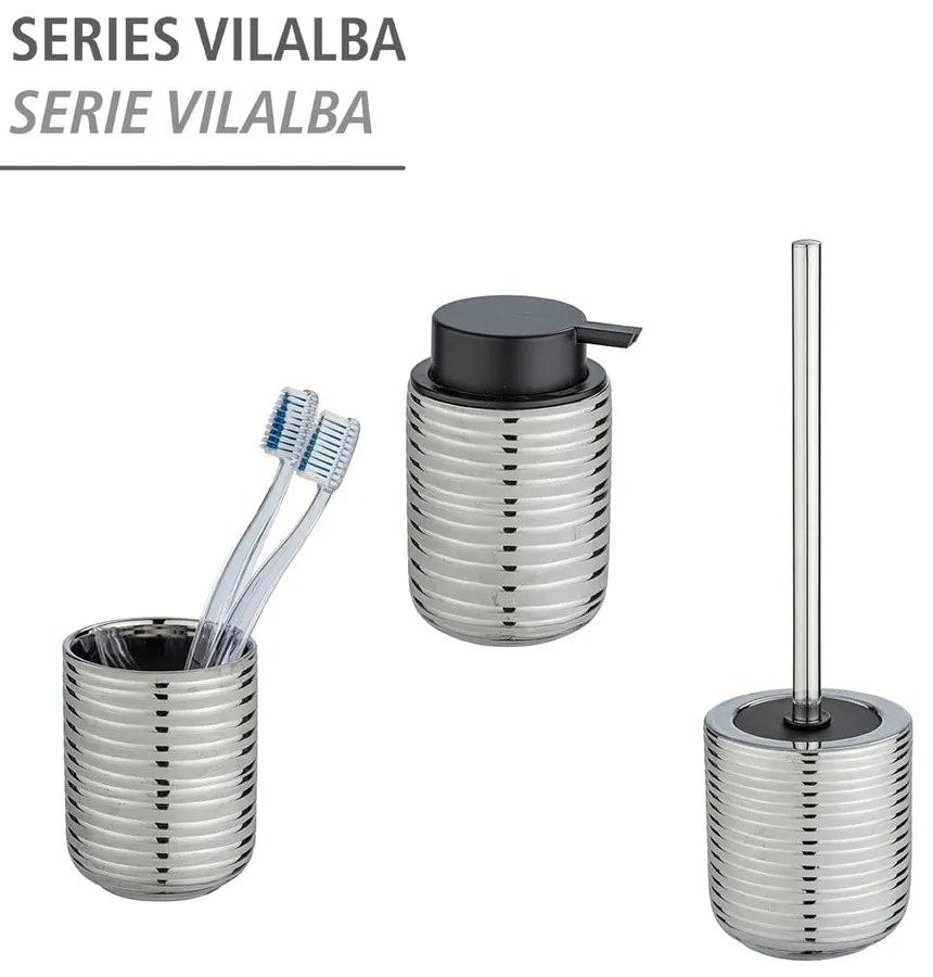 Ceramiczny kubek na szczoteczki do zębów w kolorze srebra Vilalba – Wenko