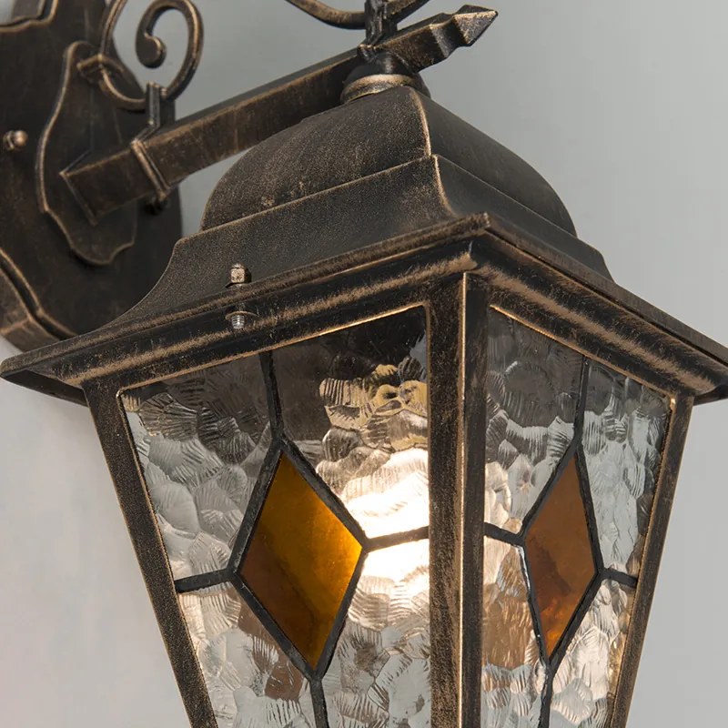 Antyczna zewnętrzna lampa ścienna brązowa - Antigua Down