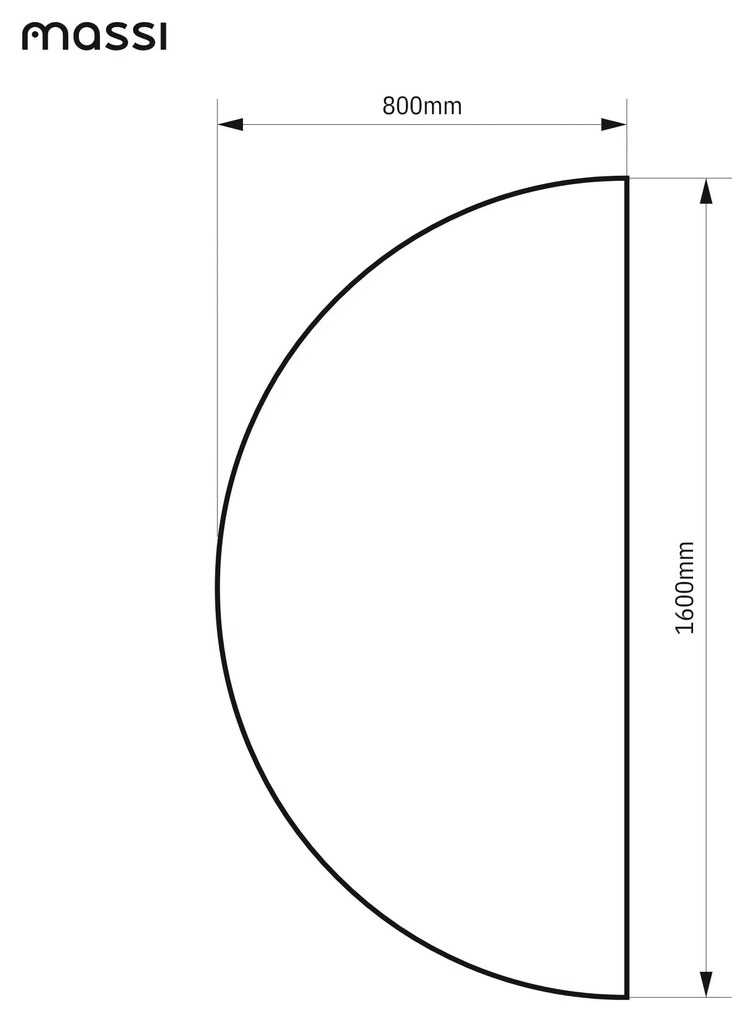 Lustro półokrągłe wiszące bezramowe oszlifowane MOON |Różne rozmiary | Różne kolory szkła : Kolor tafli szkła - Srebrny, Rozmiar - 160 x 80 cm