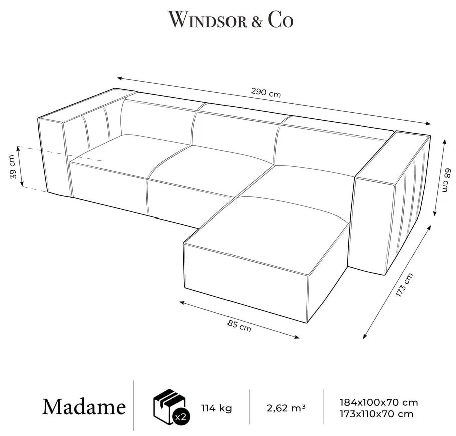 Ciemnoniebieski skórzany narożnik (prawostronny) Madame – Windsor &amp; Co Sofas