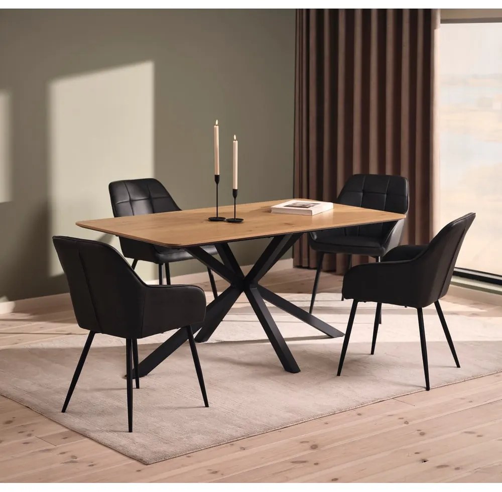 Ciemnoszare krzesła z imitacji skóry z podłokietnikami zestaw 2 szt. Nolan Square – Unique Furniture